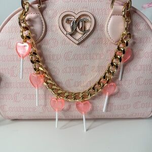 Handmade Gold Chain and Pink Lollipop Charms.